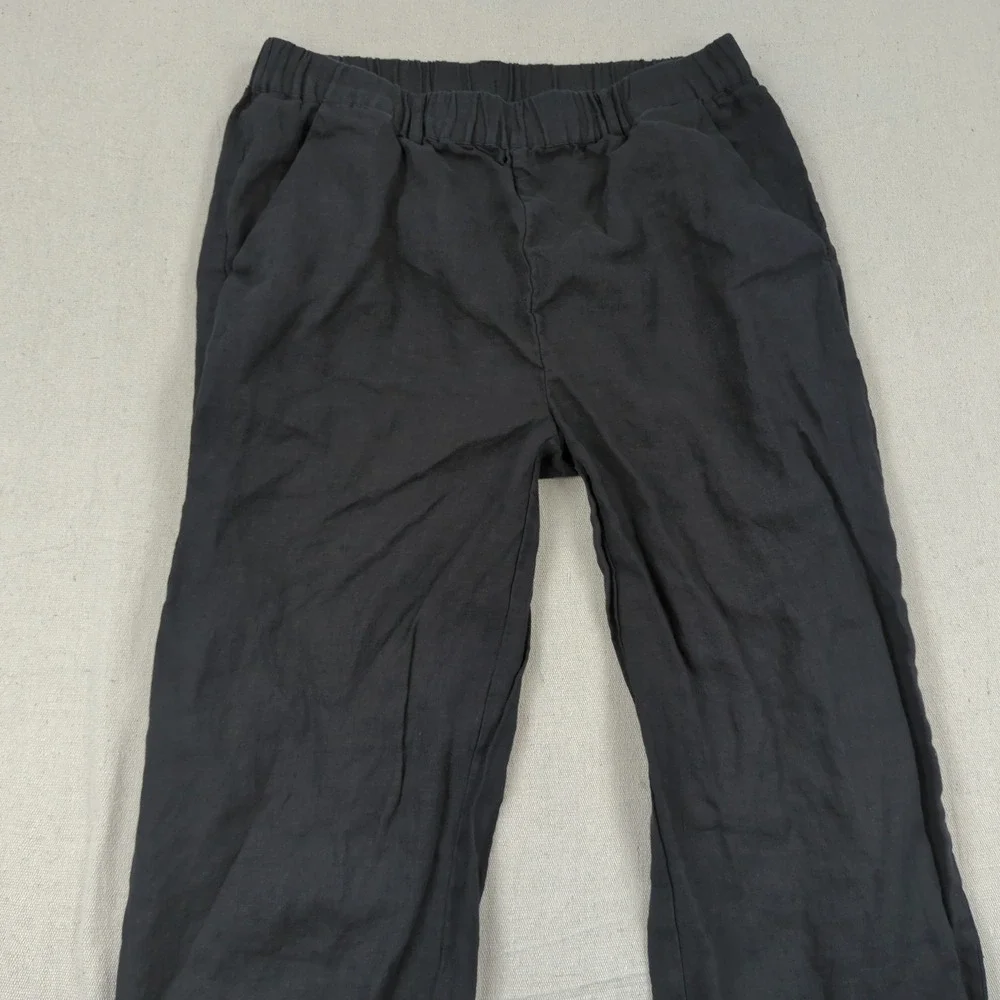 Quince Pants Womens Medium Black European Linen Casual Office